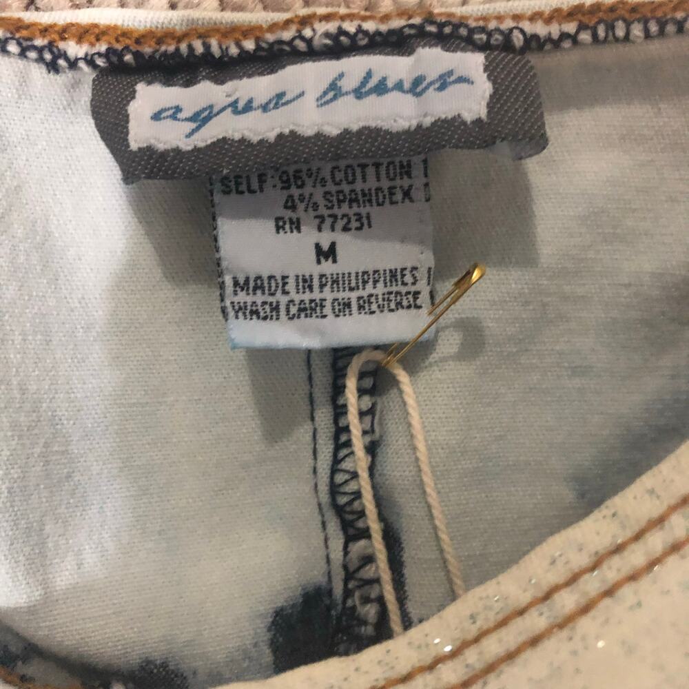 VINTAGE | Y2K Glitter Drip Stretch Denim Slip Dress Size Medium - Picture 6 of 8